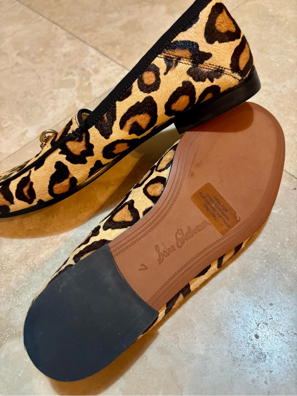 Sam Edelman Leopard Print Chain-Accent Women’s Loafers Tan/Black size 7 Like new - Picture 4 of 6